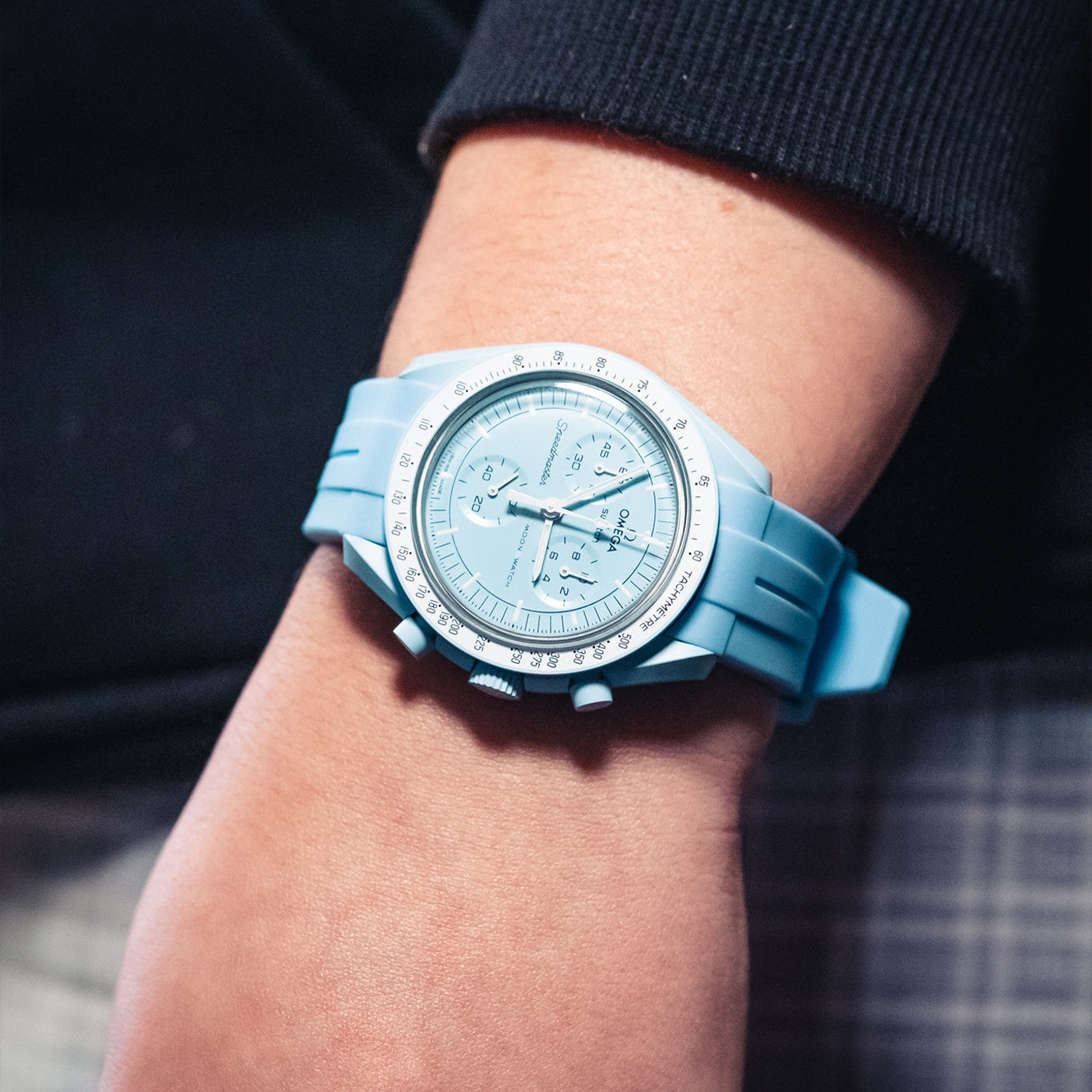 Omega X Swatch Moonswatch Blue Rubber Strap - HorologyWrists